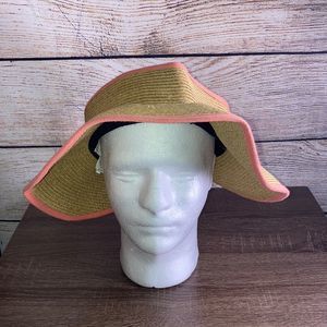 Womens Cappelli Straworld Wide Brim Visor Hat OS with Peach trimming